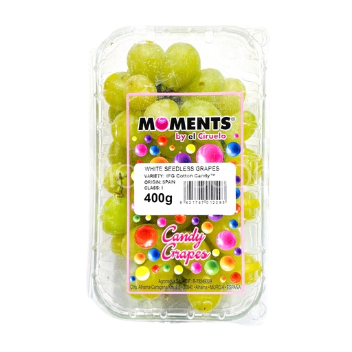 [1385] Grapes "Cotton Candy" 400 gm - عنب ابيض اسبانيا (غزل البنات)